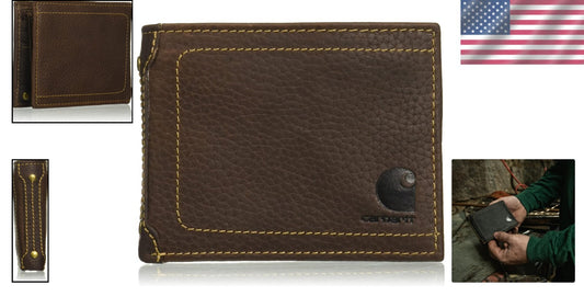Functional Brown Leather Wallet with Zippered Billfold and Removable Passcase