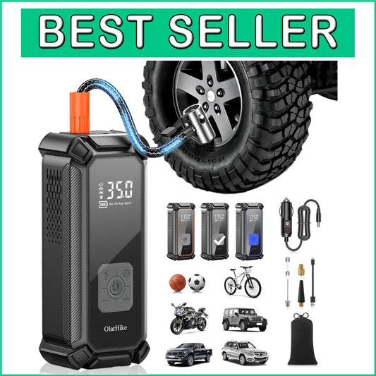 Fast Charging 9000mAh Cordless Tire Inflator with 5 Accessories and Storage Bag