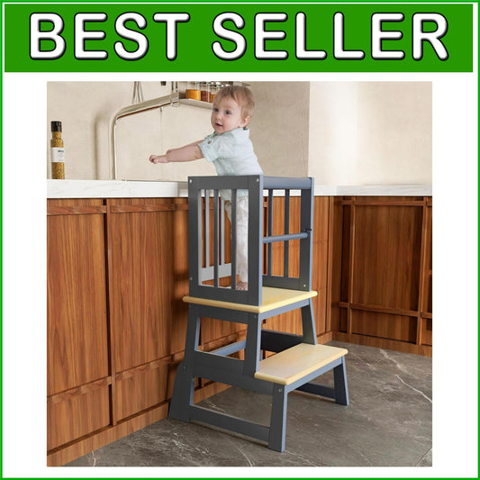 Child-Friendly Kitchen Stool with Non-Toxic Safety Features - 2025 Gray Design