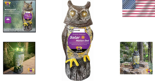 Weatherproof Solar Owl Garden Sculpture with Motion Detection & Dynamic Features