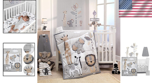 Animal Print Crib Bedding Set - 6-Piece Gender Neutral Nursery Essentials