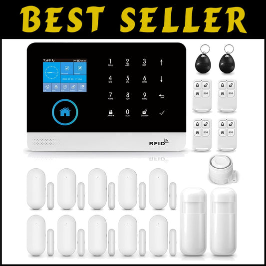 Complete 20-Piece Wireless Alarm System with Dual Network for Home Protection