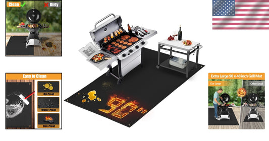 Fireproof and Easy-Clean 90x48 in Grill Mat - Perfect for Outdoor Grilling