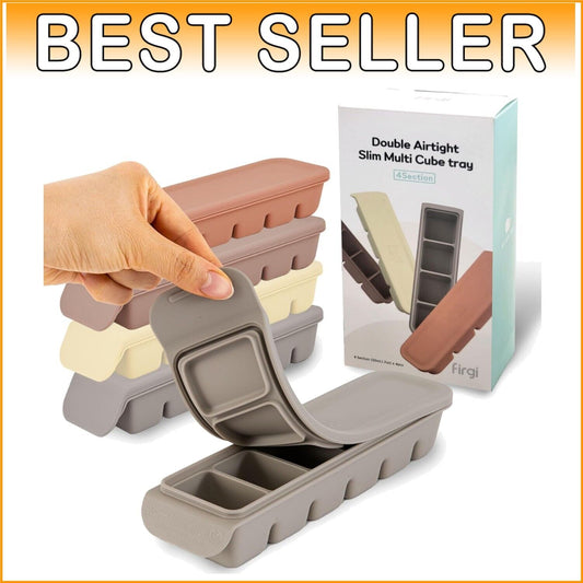 Airtight Silicone Freezer Trays - 6-Cup Baby Food Containers with Lid