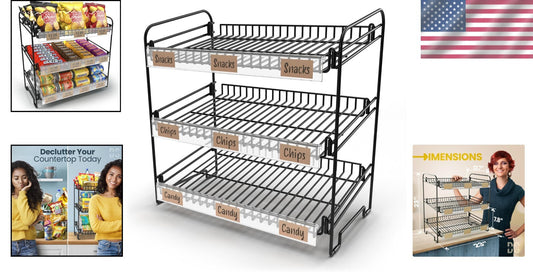 Versatile Black Metal Snack Rack with Clips - Perfect for Concession Stands