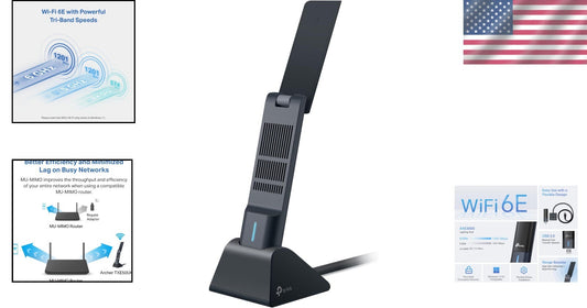 Compact WiFi 6E USB Adapter - Tri-Band, Ultra-Low Latency for Gamers & Streamers