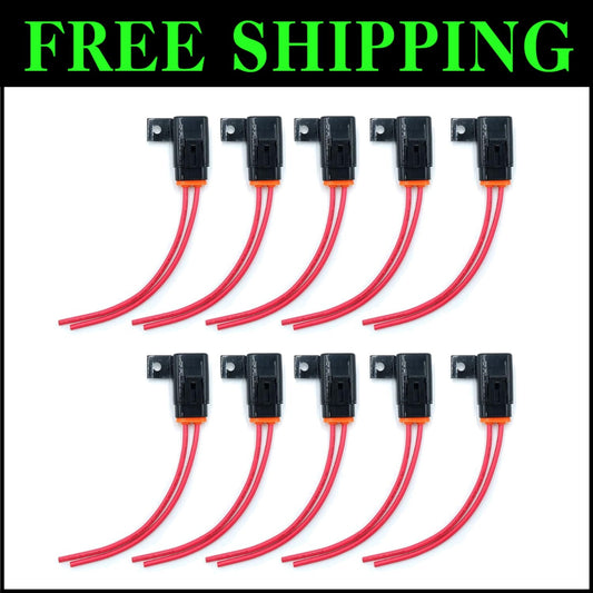 Waterproof 12AWG In-Line ATO/ATC Fuse Holder - 10 Pack for Automotive & Marine