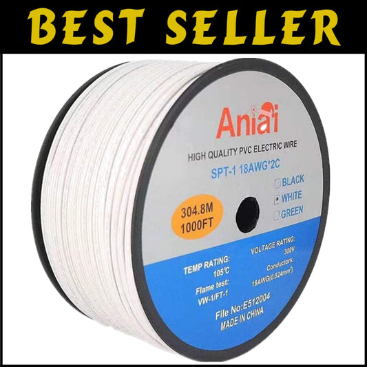 Outdoor 18/2 Low Voltage Copper Wire - 1000 Feet for Landscape & Security Lights