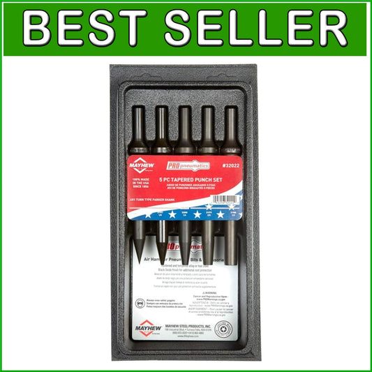 5-Piece Pneumatic Taper Punch Set with Black Oxide Finish for Precision Tasks