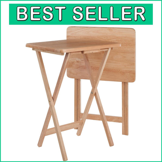 Transitional Design 2-Piece Snack Tray Table Set - Ideal for Small Spaces