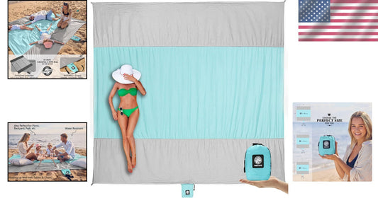9x7 FT Sand-Free Beach Blanket - Waterproof, Lightweight, Perfect for Summer
