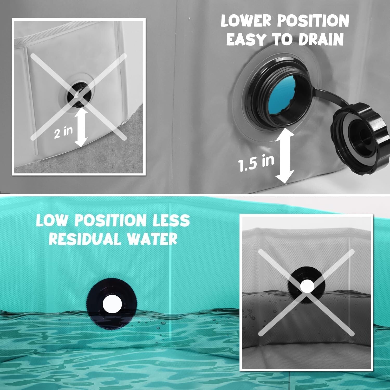 Foldable Hard Plastic Pool for Dogs - 47" Round Safe Fun for Pets & Kids