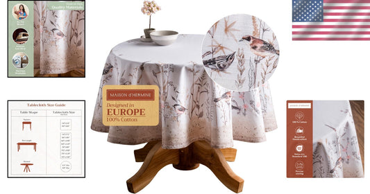 Elegant 100% Cotton Round Tablecloth - Perfect for Weddings & Everyday Dining