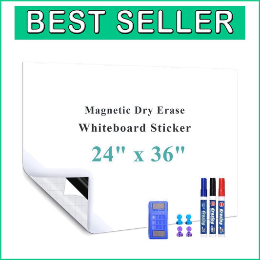 Versatile Self-Adhesive Magnetic Dry Erase Board for Home & Office - 24" x 36"