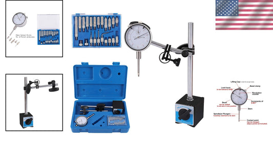 Versatile 0-1" Adjustable Dial Indicator with Magnetic Base & Storage Case