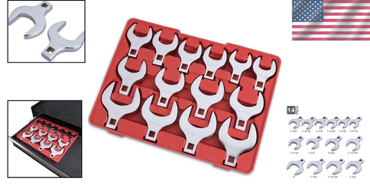 14-Piece Premium 1/2" Drive Jumbo Crowfoot Wrench Set - Chrome Vanadium Steel