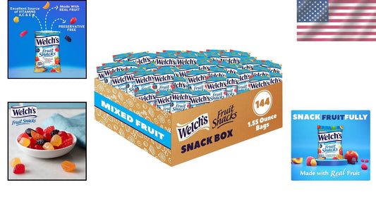 Delicious Mixed Fruit Snacks, Gluten-Free - Perfect for School Lunches, 144 Pack
