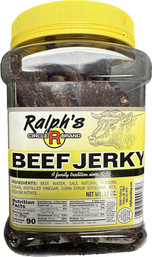 Crunchy Beef Jerky - 12oz Award-Winning Jar from Ralph's - Perfect for Anytime