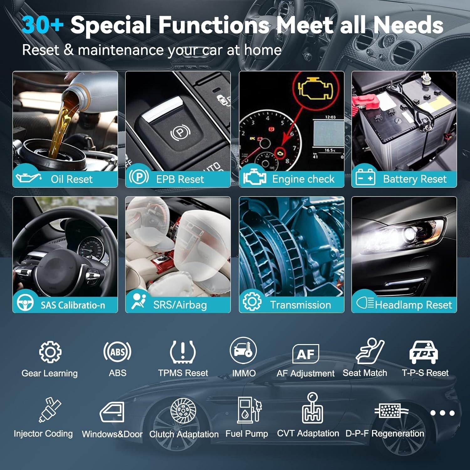 30+ Functions Chevy/GMC Code Reader with Battery Registration & Lifetime Updates