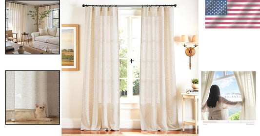 Luxurious 50x102 Linen Blend Curtains - Rod Pocket & Back Tab - Machine Washable