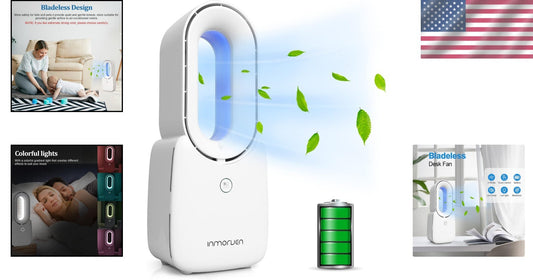 Quiet Bladeless USB Fan with Colorful LED Light - Ideal for Bedrooms & Offices