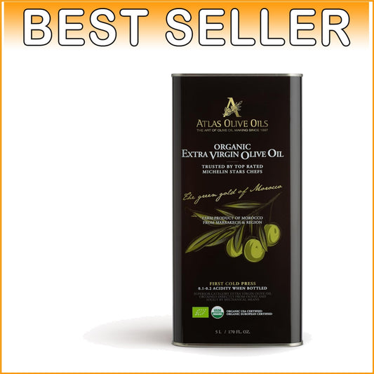 170 Fl Oz Cold Pressed Extra Virgin Olive Oil from Organic Moroccan Olives