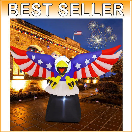 8.5FT Patriotic Bald Eagle Inflatable with LED for 4th of July Outdoor Decor