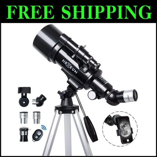 70mm Aperture Astronomical Telescope with Adjustable Tripod and Wireless Remote