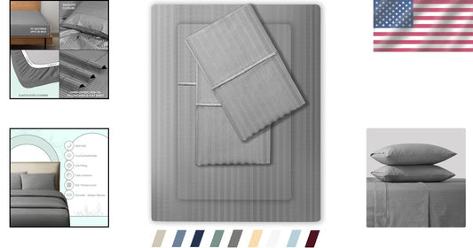 OEKO-TEX Certified 500 TC King Bed Sheet Set - Ultra Soft Grey Cotton Luxury