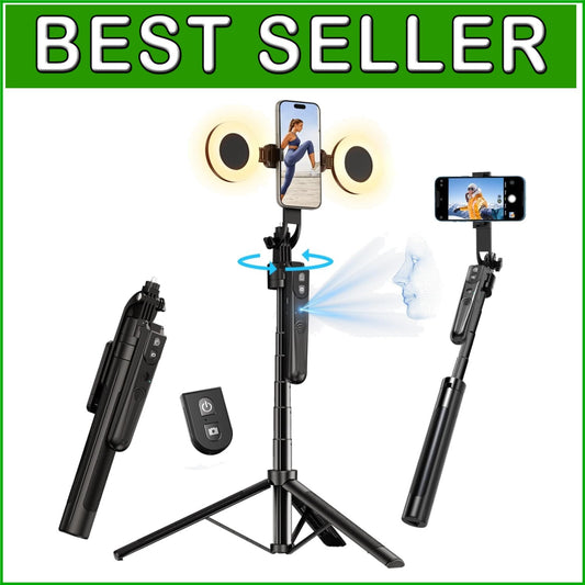 Portable Face Tracking Tripod 360° Rotation with Lights - Perfect for Vlogging