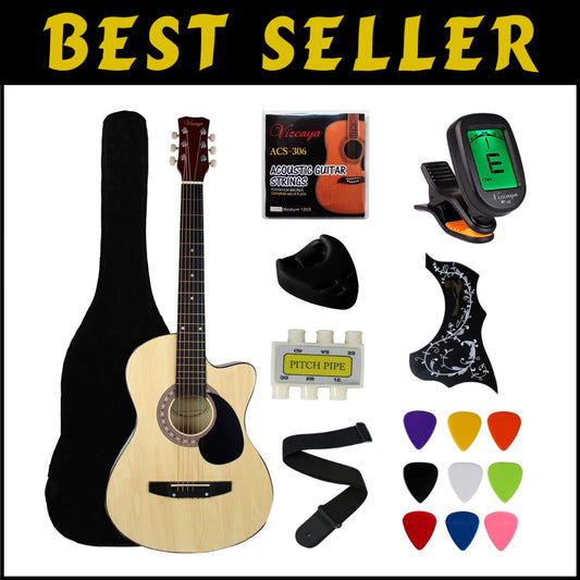 Beginner-Friendly 38" Acoustic Guitar Package - Complete with Gig Bag & Picks