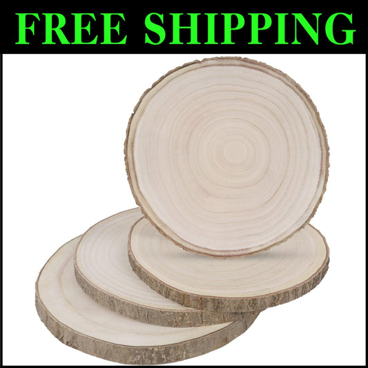 Artisan Crafted Natural Wood Slices for Table Centerpieces - 4 Pack 12.5-14 Inch