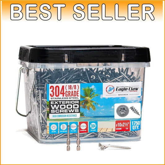 1750-Piece 2-1/2 Inch Stainless Steel Deck Screws - High Corrosion Resistance