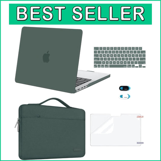 Stylish Midnight Green MacBook Pro 14 Case with Essential Accessories Included