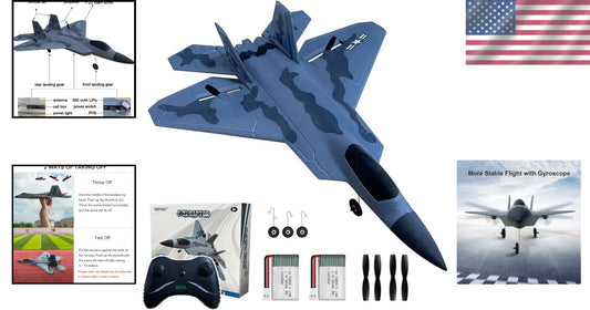 Beginner-Friendly 2 CH F-22 RC Airplane - Ready to Fly with 2.4GHz Control