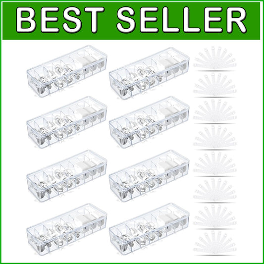 8 Pcs Clear Cable Organizer Box with 80 Wire Ties - Tidy Desk Solution