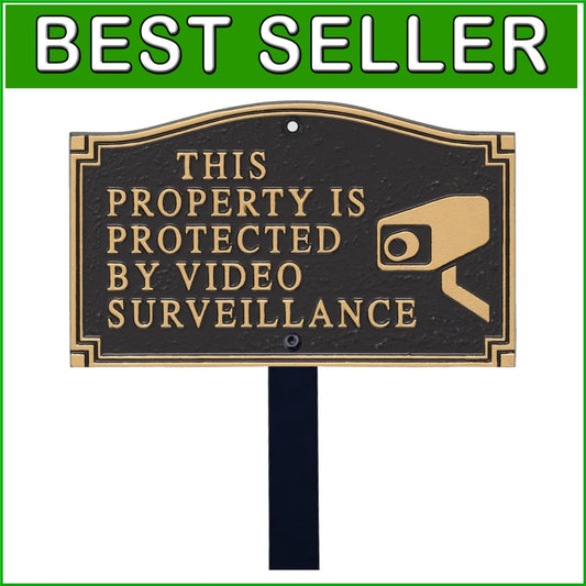 Durable 375 mil Aluminum Garden Sign: Video Surveillance Notice with Lawn Stake