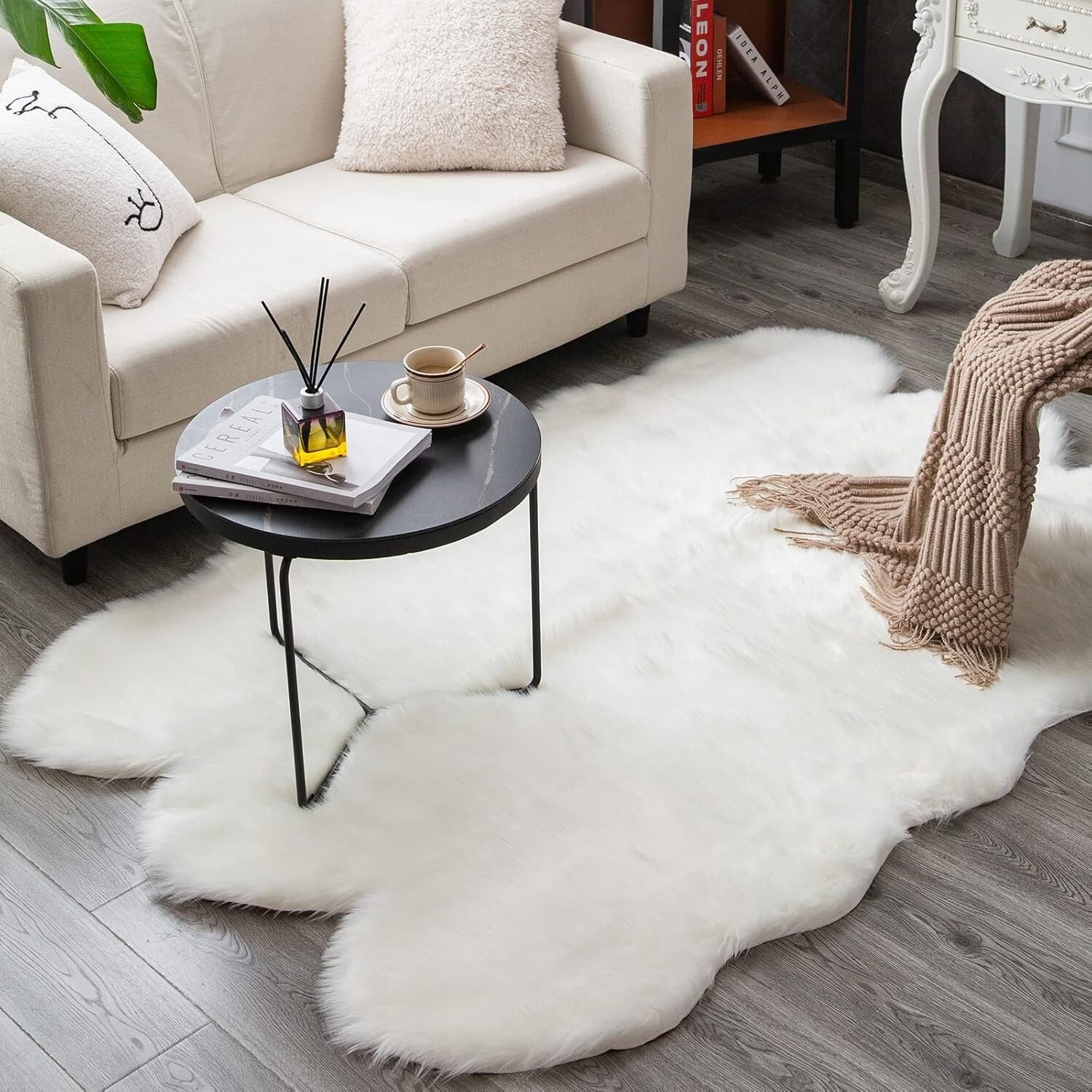 Comforting 4x6 Ft Fluffy Faux Fur Rug - Elegant White Carpet for Nursery & Home