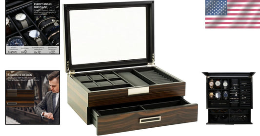Premium Jewelry and Sunglasses Box with Magnetic Closure - 12 Compartment Design
