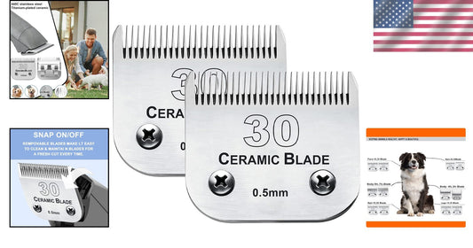 Professional 30 Blade Dog Grooming Clipper - Titanium & Stainless Steel Combo