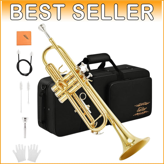 Beginner Bb Standard Trumpet Set in Gold with Case, Mouthpiece & Accessories