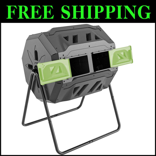 Advanced Dual Chamber Composter - 43 Gallon Tumbler with Convenient Access