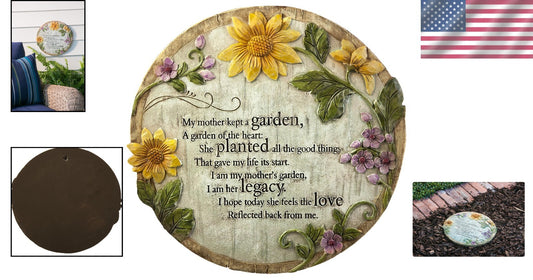 Elegant Floral Indented Memorial Stone - Commemorative Decor for Home and Garden