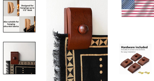 Elegant Wall-Mount Quilt Hanger with 4 Clips – Perfect for Tapestry Display