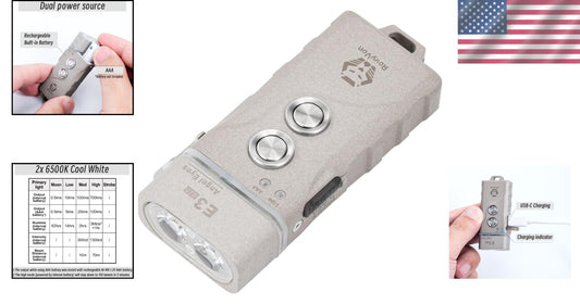 Durable Aluminum E3 Plus Flashlight - 700 Lumen Keychain Light for Outdoors