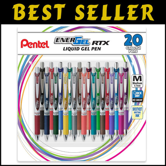 Smooth Writing Premium Retractable Gel Pen - EnerGel RTX 20 Pack Assorted Colors