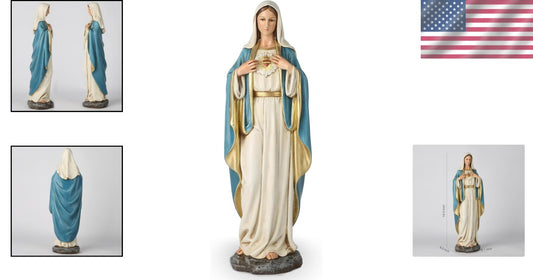 Stylish 16.5" Renaissance Mary Statue - Artistic Stone Resin for Faithful Spaces