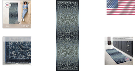 Durable 6' x 2' Stain-Resistant Non-Slip Vintage Runner Rug for Entryways