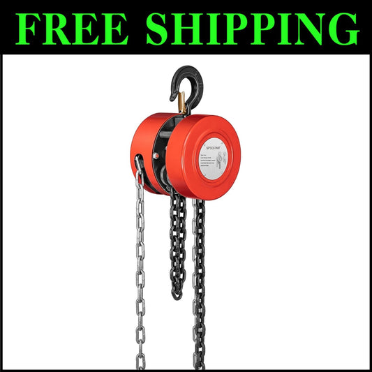Premium 2 Ton Manual Chain Hoist with 10 ft Chain & Corrosion-Resistant Hooks