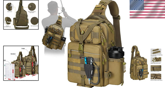 Water-Resistant Fishing Tackle Bag with Adjustable Sling for Outdoor Adventures